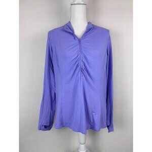 IBKUL women's XL purple long sleeve athletic 1/4 zip pullover top lightweight